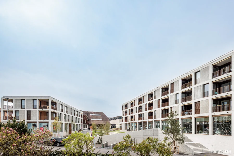 Aussenansicht des Wohn- und Gewerbeprojekts Bläuacker II in Köniz