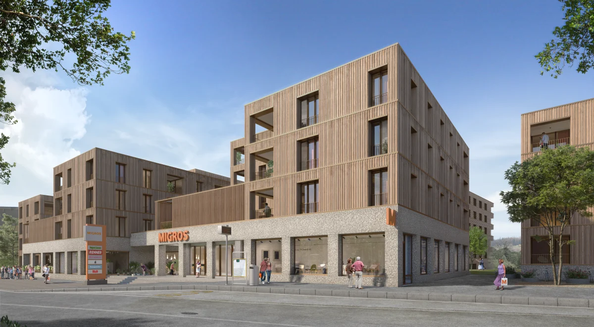 Visualisierung der Einstellhalle Migros Oberdorf in Steffisburg