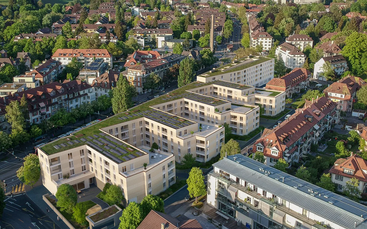 Luftansicht des Projekts Tramdepot Burgernziel in Bern